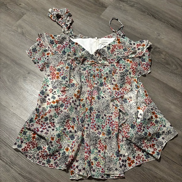 Lapis Colorful Floral Ruffle Blouse - Picture 1 of 3